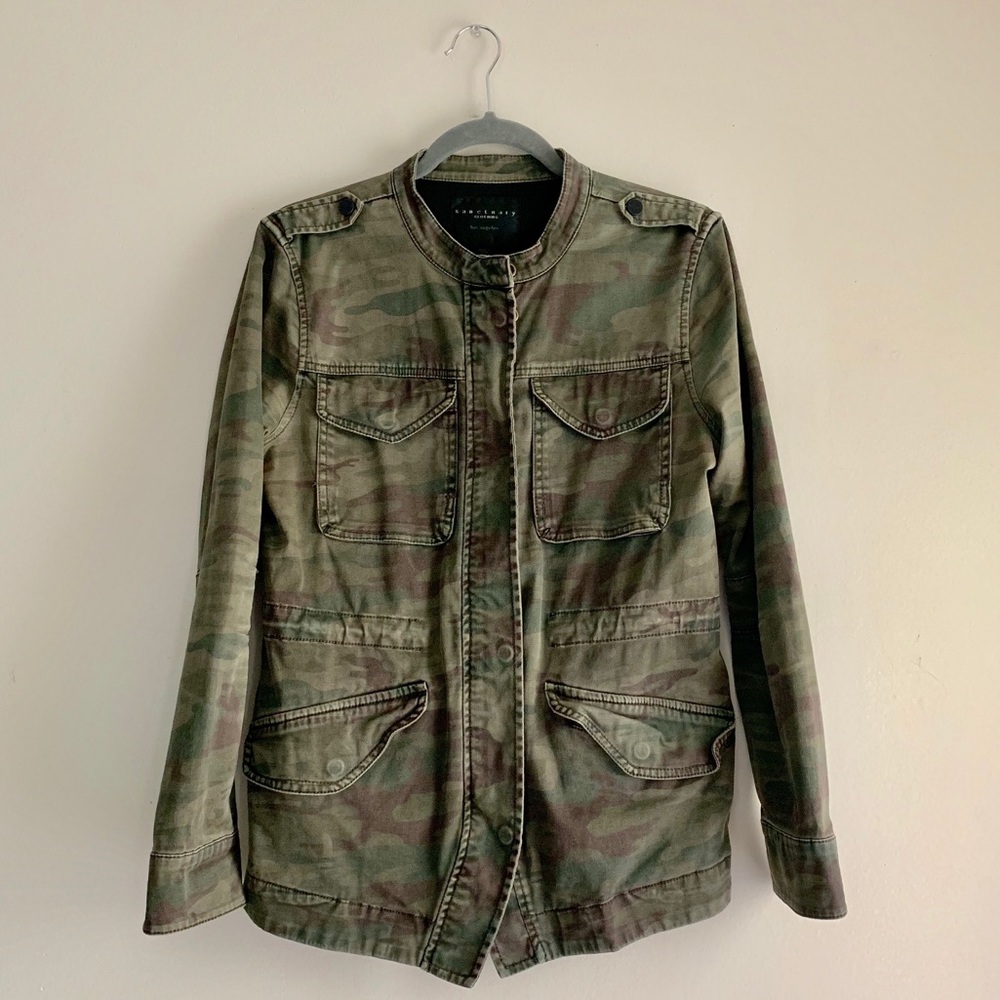 Sanctuary Olive Green Camo Utility Jacket